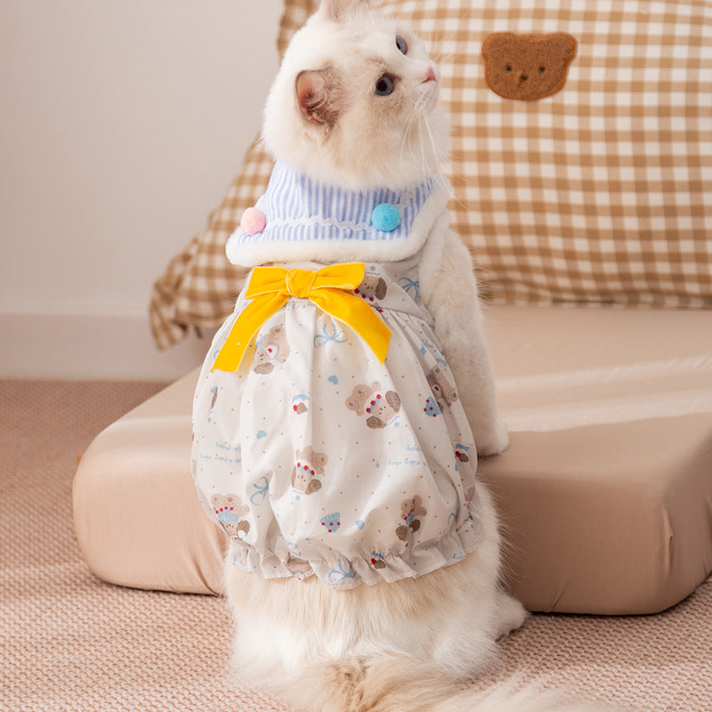 KFX-4772413 Cozy Autumn and Winter Pet Apparel for Small Dogs and Cats: Warm Skirts and Stylish Outdoor Wear