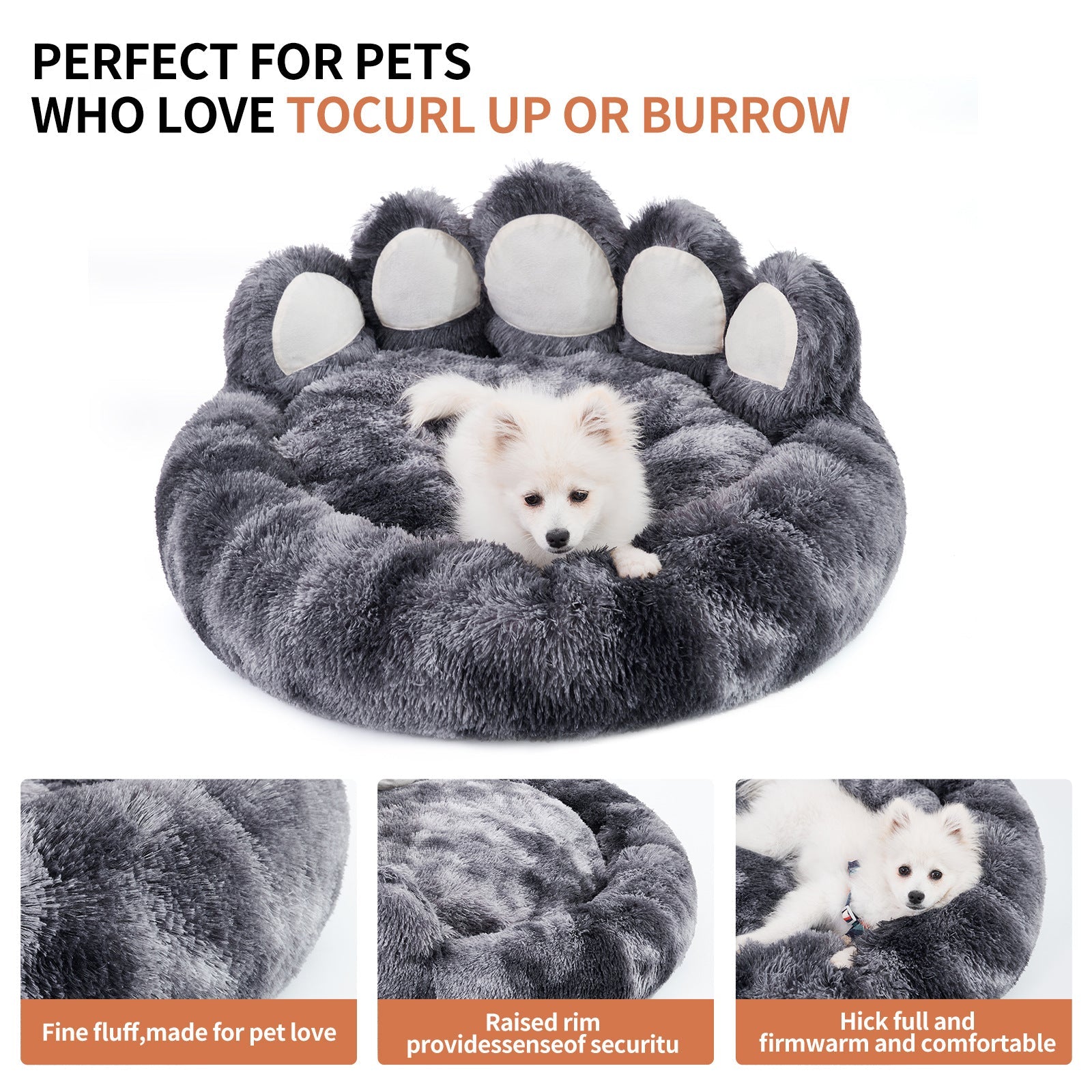 KFX-4773693 Hand-Shaped Dark Gray Dog Cushion with Tie-Dye Design