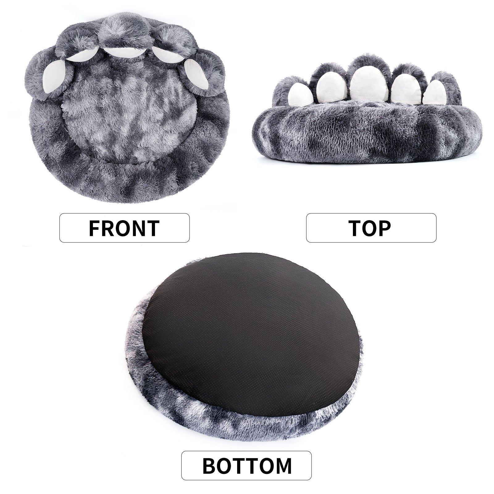 KFX-4773693 Hand-Shaped Dark Gray Dog Cushion with Tie-Dye Design