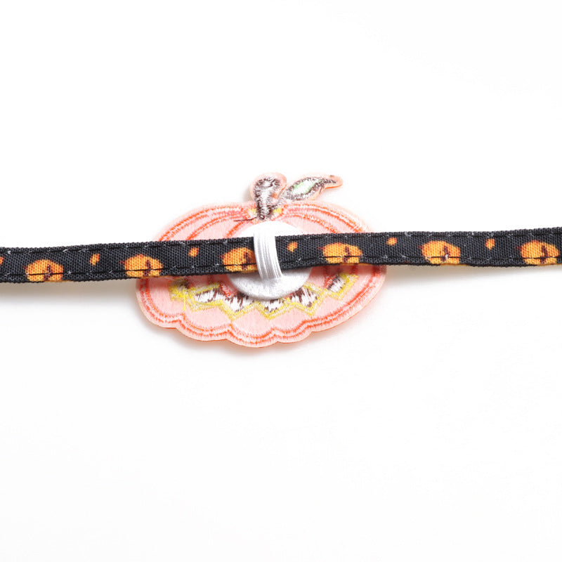 KFX-4775613 Halloween Cat Collar in Black/Purple with Pumpkin Design, 28CM Adjustable ClothAccessoire