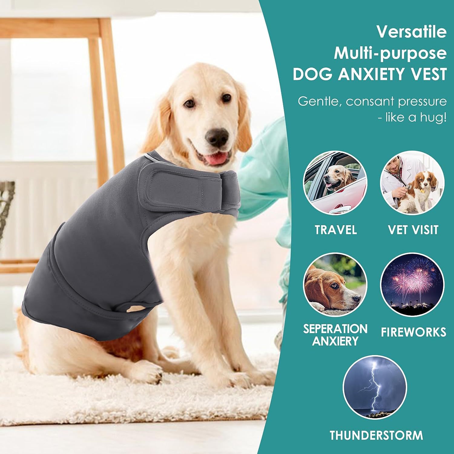 KFX-4775997 Dog Anxiety Relief Vest with Shock Protection Features for Comfortable Fit