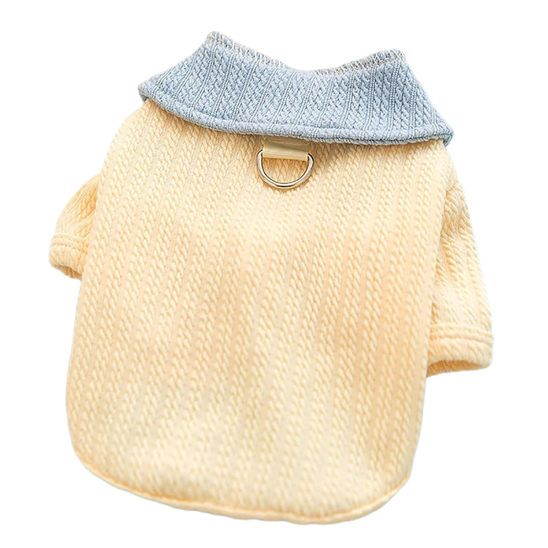 KFX-4778173 Color-Block T-Shirt for Small & Medium Dogs with Bow Tie Design - Cozy & Stylish Pet Apparel