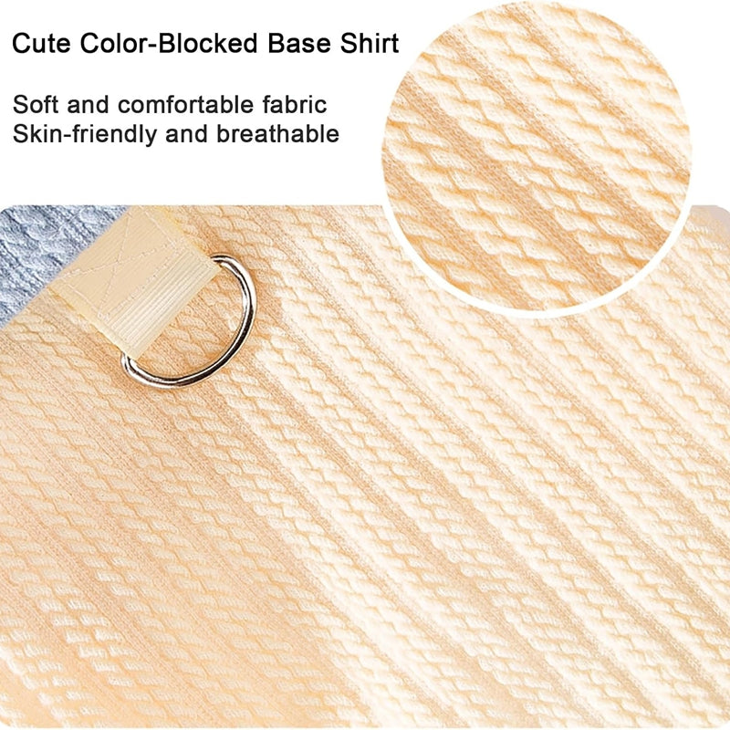 KFX-4778173 Color-Block T-Shirt for Small & Medium Dogs with Bow Tie Design - Cozy & Stylish Pet Apparel