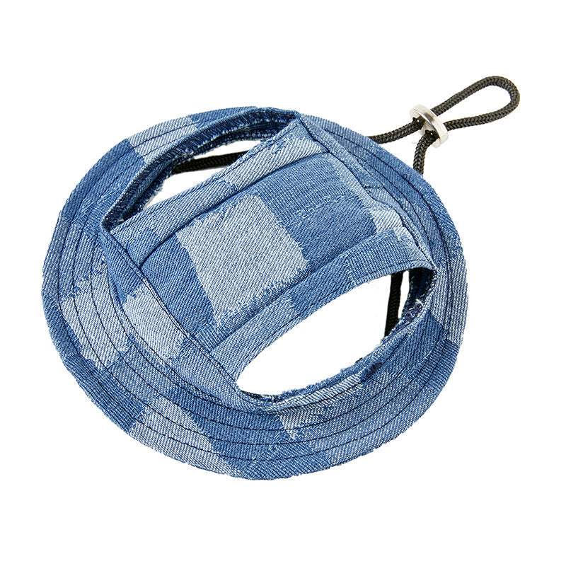 KFX-4778429 Dog Sun-Proof Bucket Hat - Geometry Pattern in Black, Dark Blue, Smalt, and Light Blue - Cotton, Multiple Sizes Available
