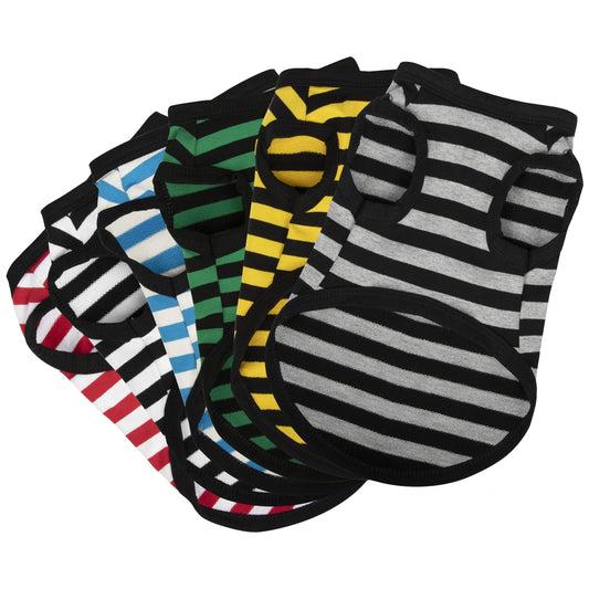 KFX-4779197 Cotton Striped Summer Vest for Dogs - Lightweight and Casual Pet Clothing