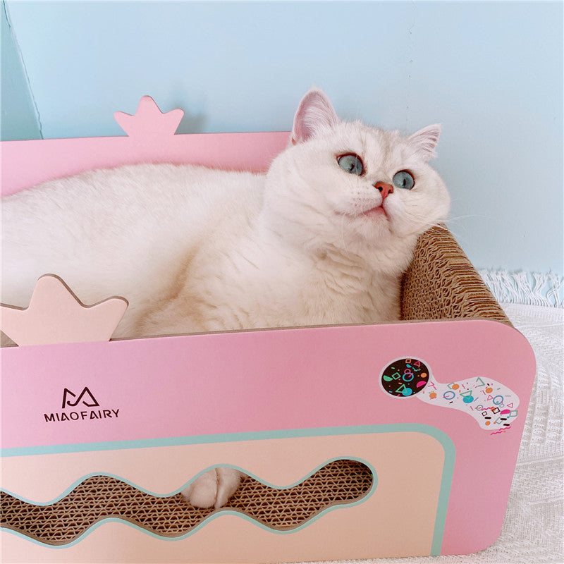 KFX-4779581 Heart-Shaped Corrugated Cat Scratch Board with Ball - Durable Claw Toy for Cats