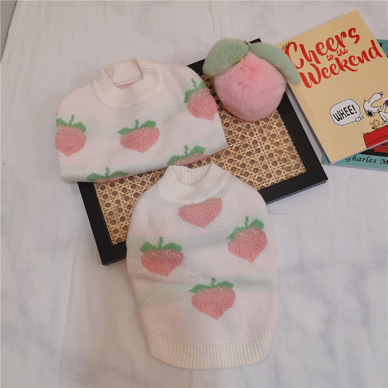KFX-4779965 Casual Cotton Sweater in Cute Peach Print for Dogs and Cats