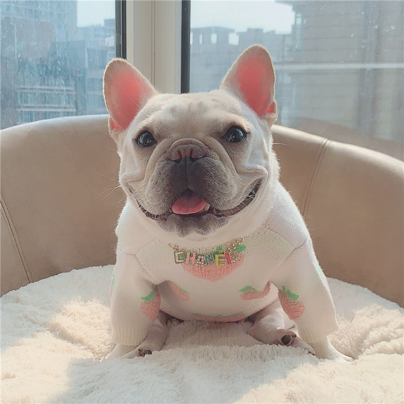 KFX-4779965 Casual Cotton Sweater in Cute Peach Print for Dogs and Cats