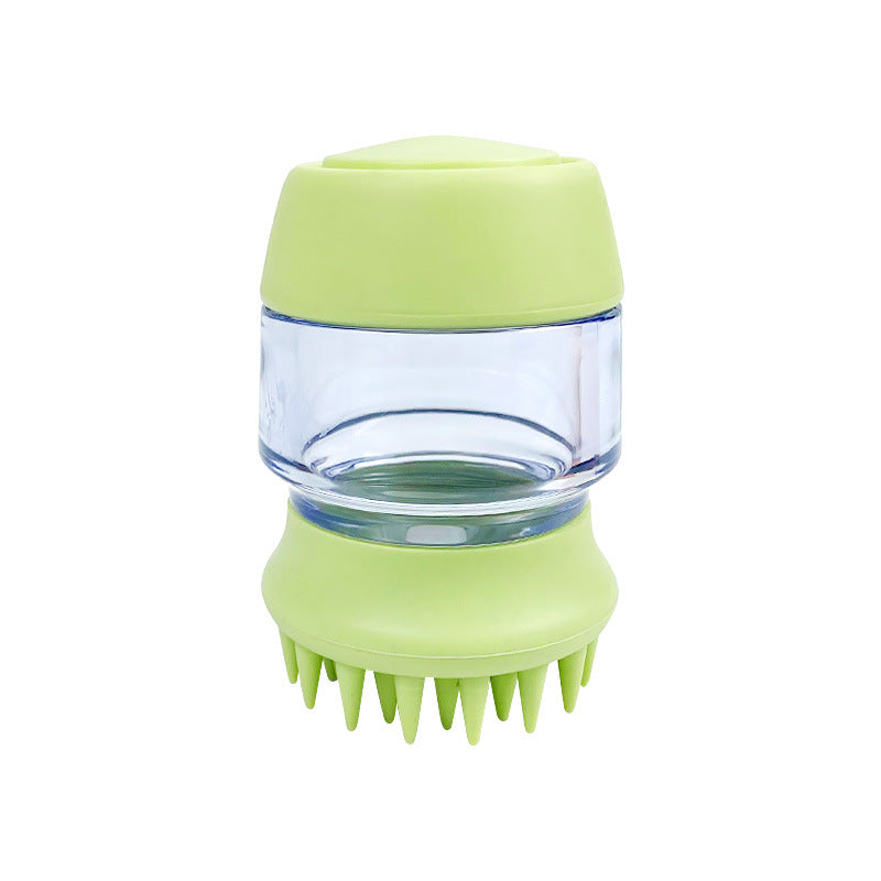 KFX-4780861 Silicone Pet Bath and Grooming Brush with Shampoo Dispenser - 2-in-1 Massaging Tool for Dogs and Cats
