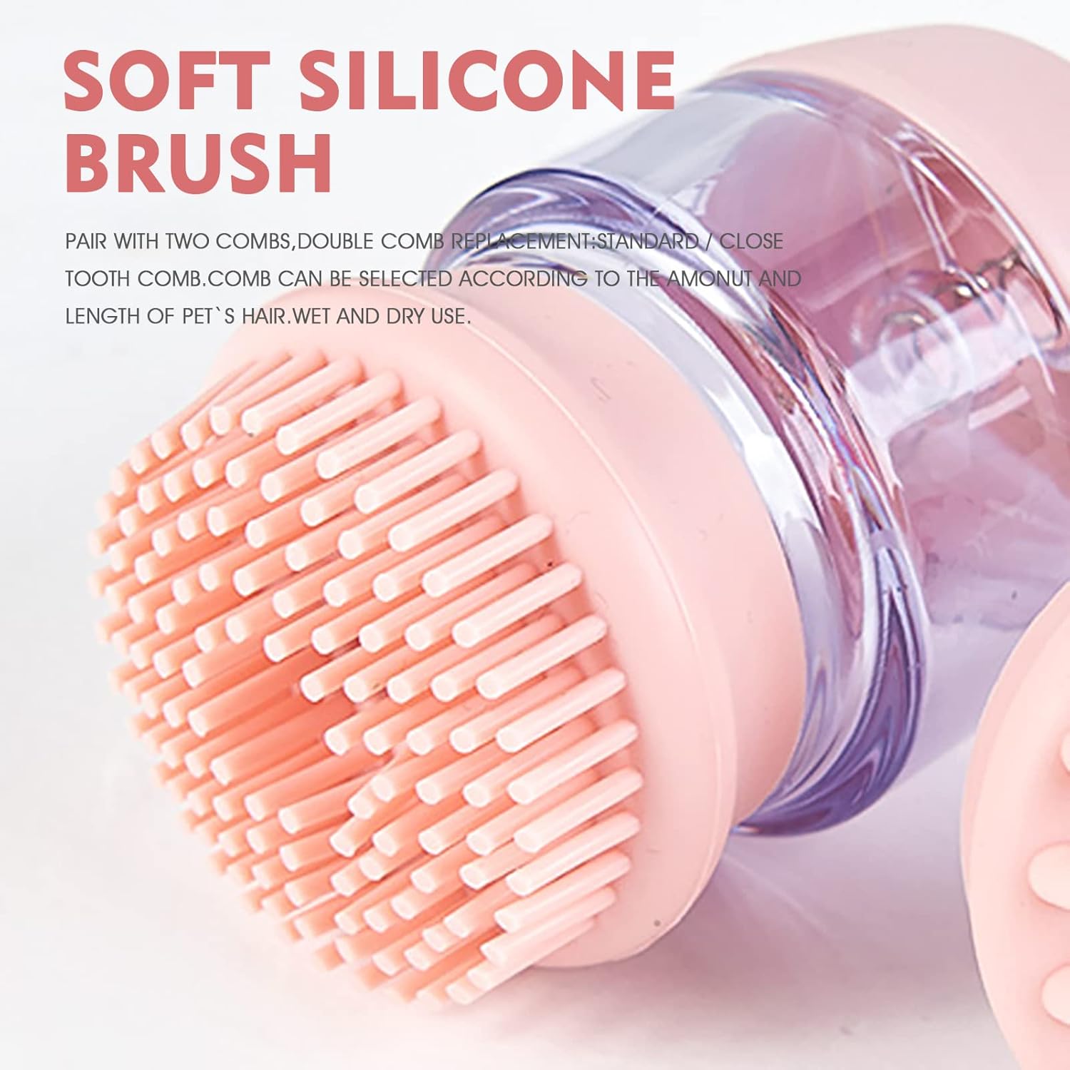 KFX-4780861 Silicone Pet Bath and Grooming Brush with Shampoo Dispenser - 2-in-1 Massaging Tool for Dogs and Cats