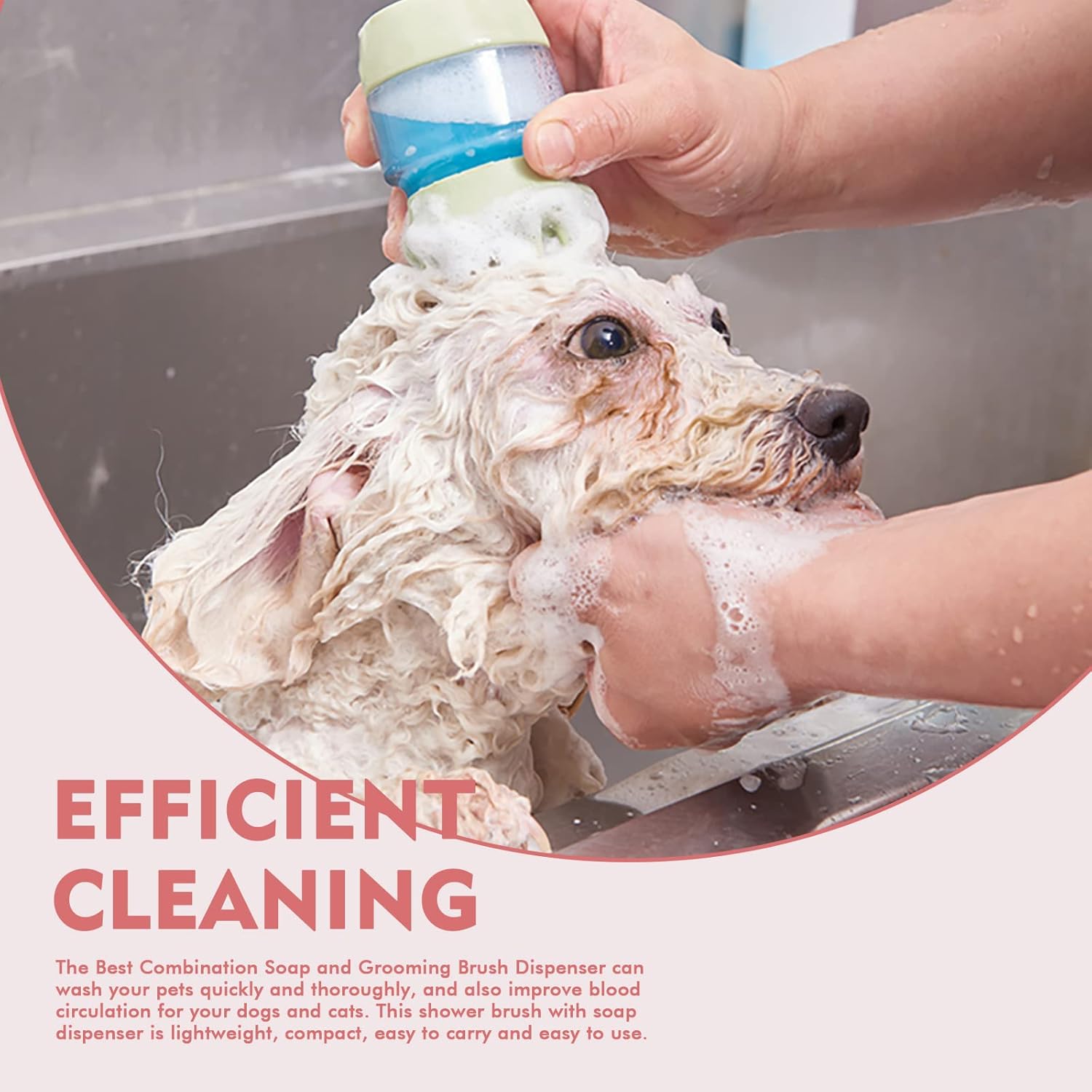 KFX-4780861 Silicone Pet Bath and Grooming Brush with Shampoo Dispenser - 2-in-1 Massaging Tool for Dogs and Cats