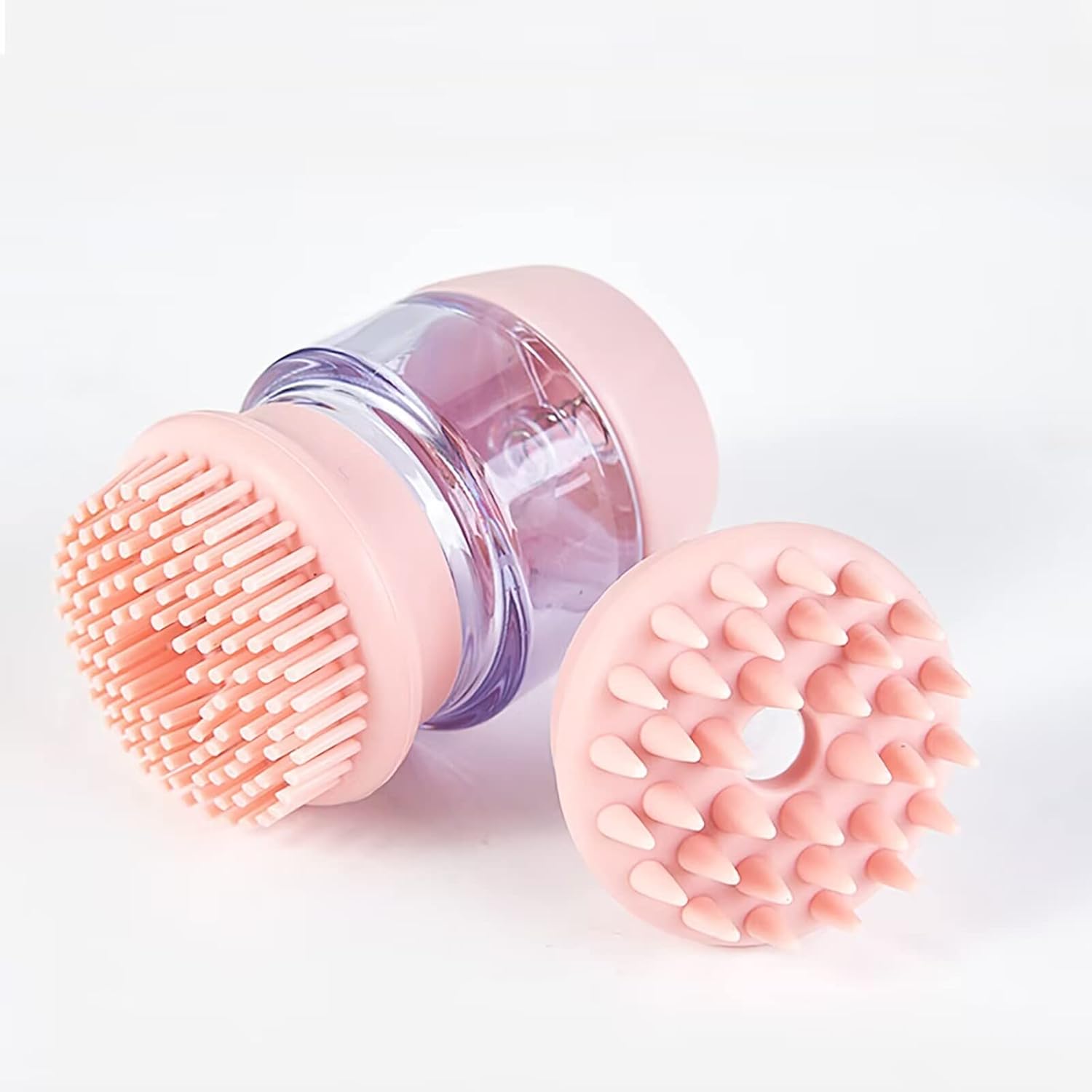KFX-4780861 Silicone Pet Bath and Grooming Brush with Shampoo Dispenser - 2-in-1 Massaging Tool for Dogs and Cats