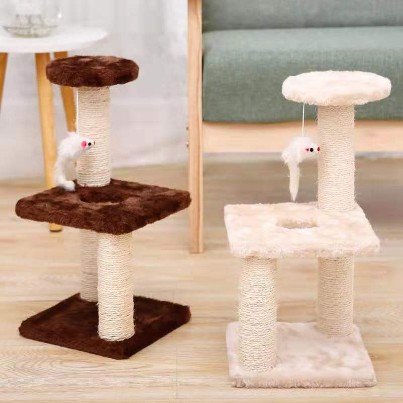 KFX-4780989 Plush Cat Climbing Frame with Base - Dark Gray and Light Gray, 41cm High