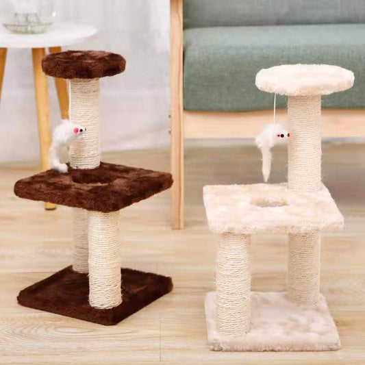 KFX-4780989 Plush Cat Climbing Frame with Base - Dark Gray and Light Gray, 41cm High
