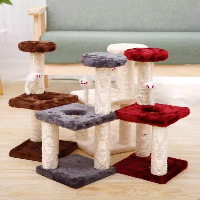 KFX-4780989 Plush Cat Climbing Frame with Base - Dark Gray and Light Gray, 41cm High