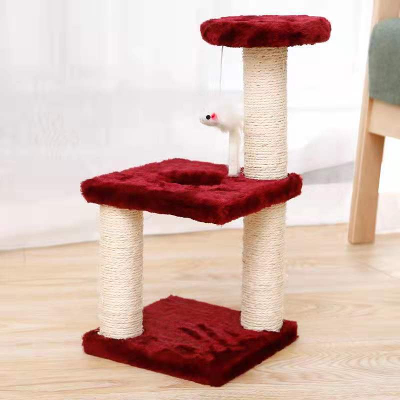 KFX-4780989 Plush Cat Climbing Frame with Base - Dark Gray and Light Gray, 41cm High