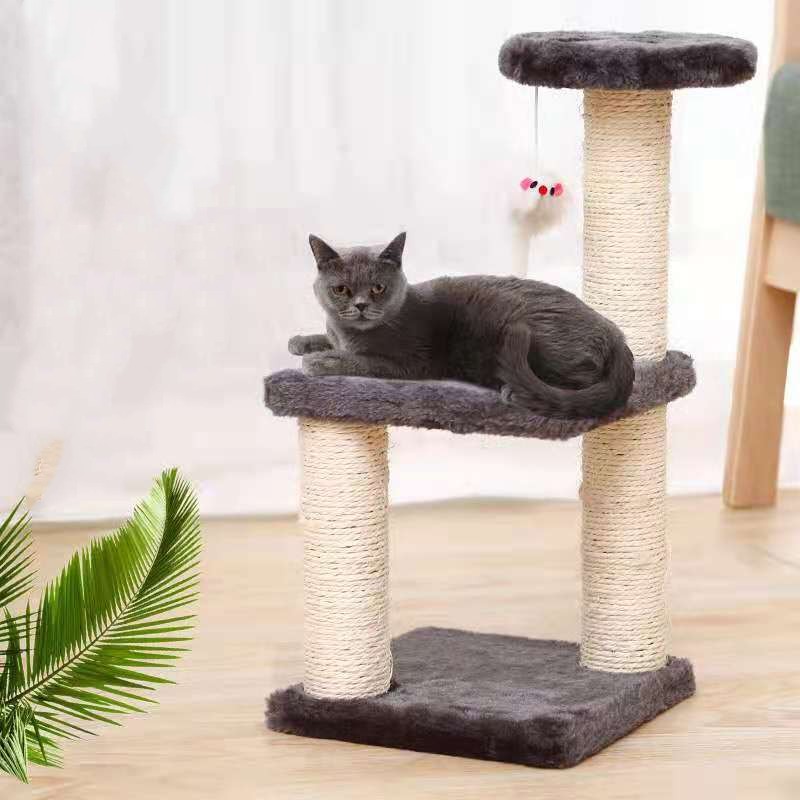 KFX-4780989 Plush Cat Climbing Frame with Base - Dark Gray and Light Gray, 41cm High