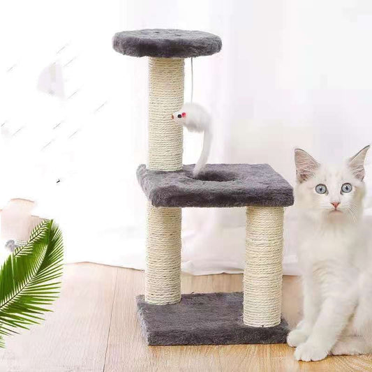 KFX-4780989 Plush Cat Climbing Frame with Base - Dark Gray and Light Gray, 41cm High
