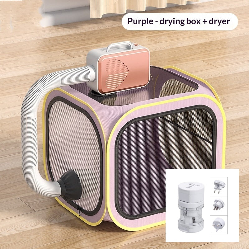 KFX-4781245 Cat Drying Cabinet with Quiet Hair Dryer - Purple & Blue Options Available