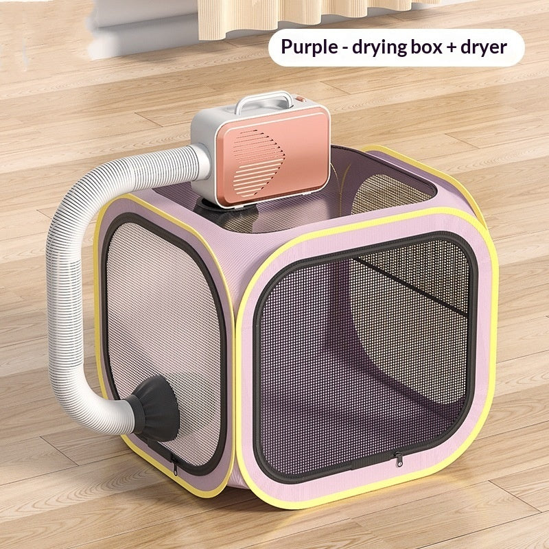 KFX-4781245 Cat Drying Cabinet with Quiet Hair Dryer - Purple & Blue Options Available