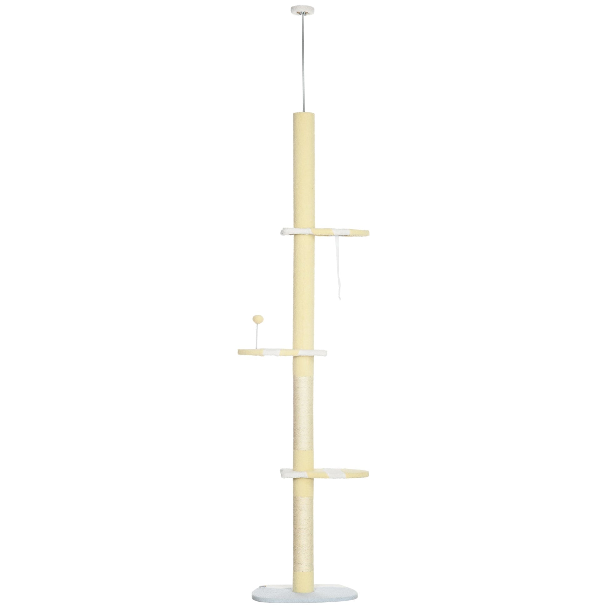 KFX-4782653 Adjustable 4-Tier Floor to Ceiling Cat Tree with Scratch Posts and Plush Platforms for Cats Under 10 lbs