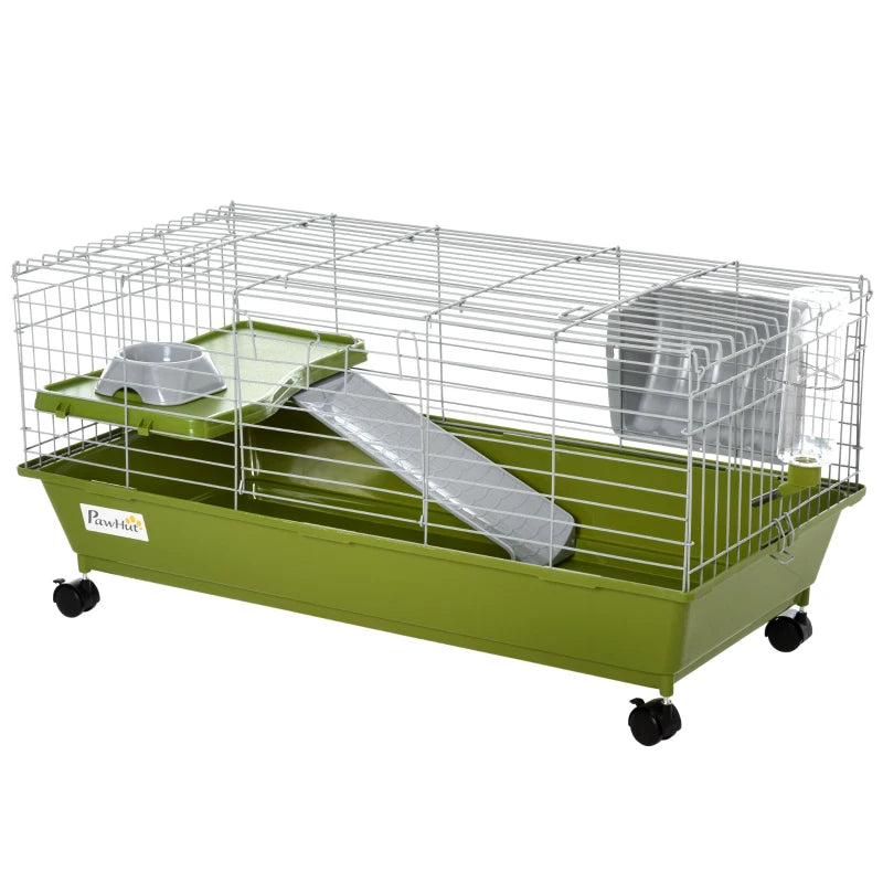 KFX-4783037 Spacious Multi-Level Small Animal Cage with Ramp and Feeder - Ideal for Rabbits, Guinea Pigs, and Chinchillas