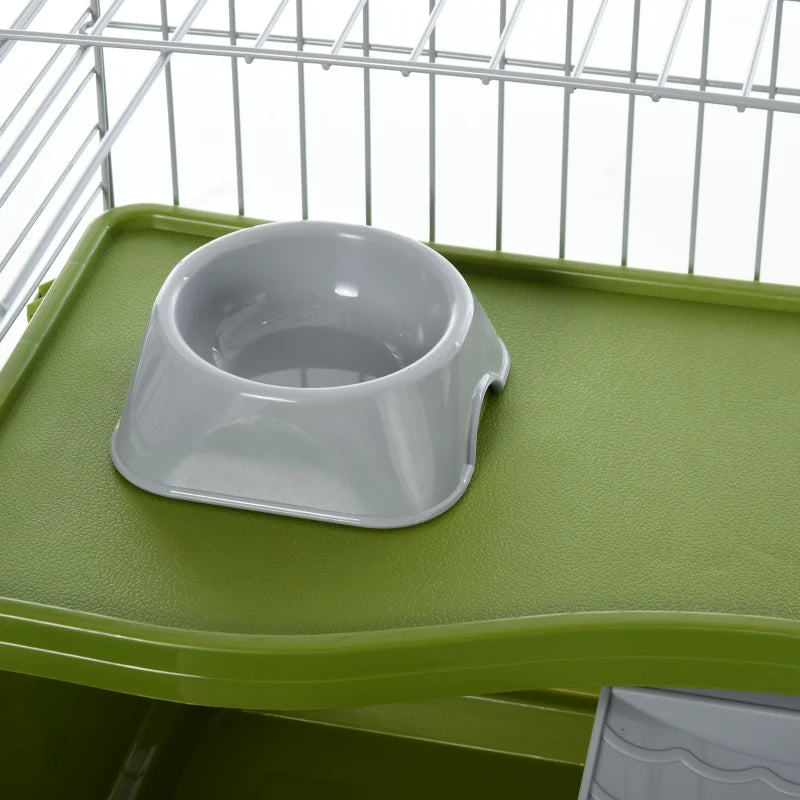 KFX-4783037 Spacious Multi-Level Small Animal Cage with Ramp and Feeder - Ideal for Rabbits, Guinea Pigs, and Chinchillas
