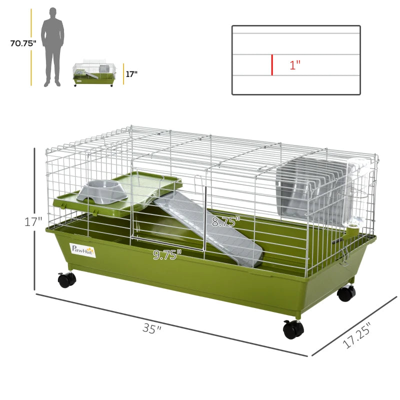 KFX-4783037 Spacious Multi-Level Small Animal Cage with Ramp and Feeder - Ideal for Rabbits, Guinea Pigs, and Chinchillas