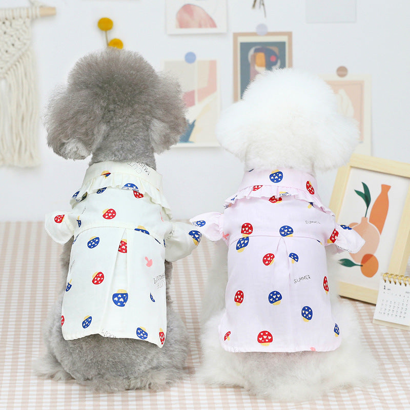 KFX-4783549 Thin Cotton Pet Shirt for Small to Large Dogs - Available in Pink and Beige