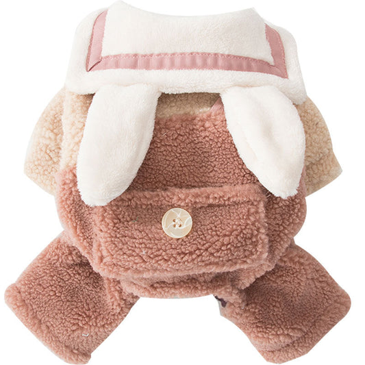 KFX-4785725 Thick Winter Dog Overalls in Dark Pink and Dark Coffee