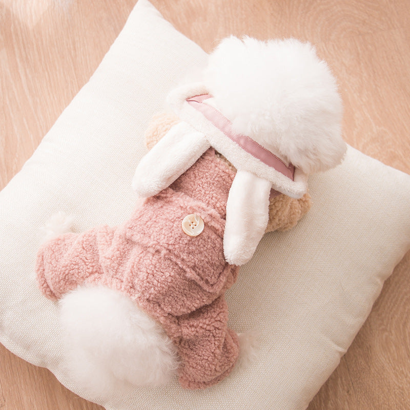 KFX-4785725 Thick Winter Dog Overalls in Dark Pink and Dark Coffee
