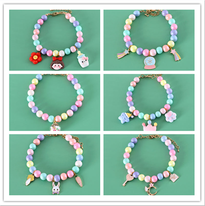 KFX-4787133 Colorful Macaron Pearl Dream Moon Headdress and Meteor Rabbit Collar Accessories Set