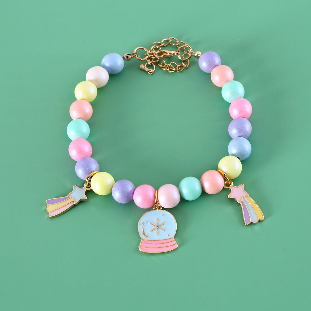 KFX-4787133 Colorful Macaron Pearl Dream Moon Headdress and Meteor Rabbit Collar Accessories Set