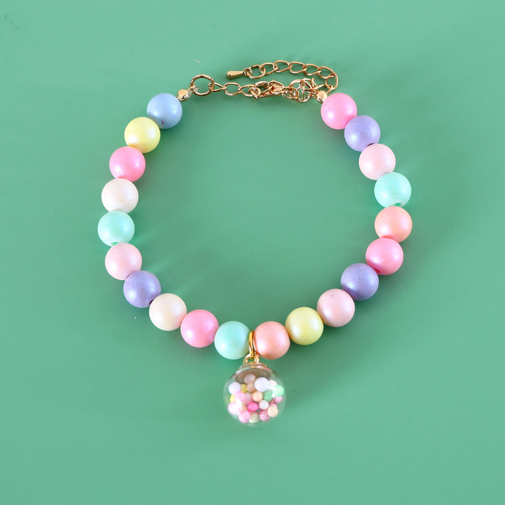 KFX-4787133 Colorful Macaron Pearl Dream Moon Headdress and Meteor Rabbit Collar Accessories Set