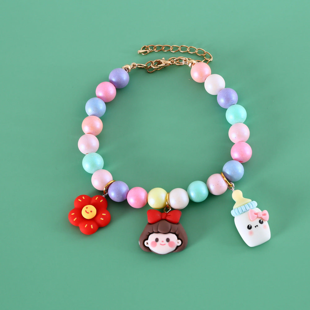 KFX-4787133 Colorful Macaron Pearl Dream Moon Headdress and Meteor Rabbit Collar Accessories Set