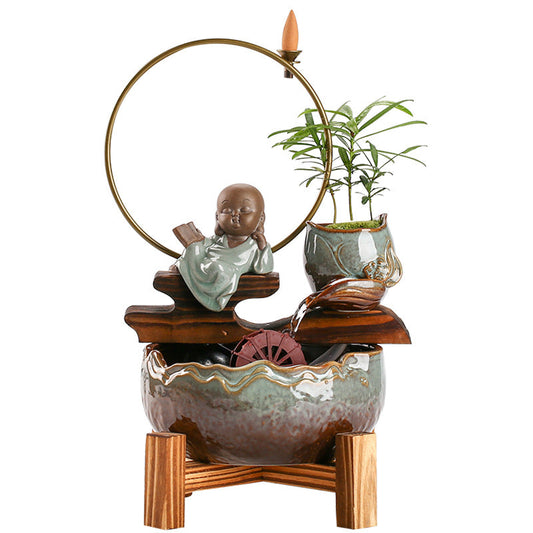 KFX-4788413 Creative Mini Self-Circulating Ceramic Aquarium for Desktop and Living Room Decor