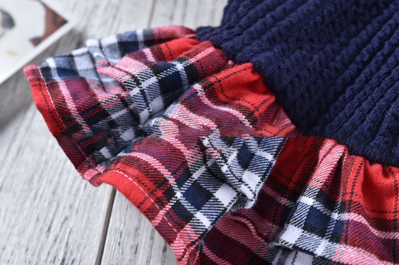 KFX-4789693 Plaid Wool Skirt for Pets - Autumn and Winter Dog Apparel