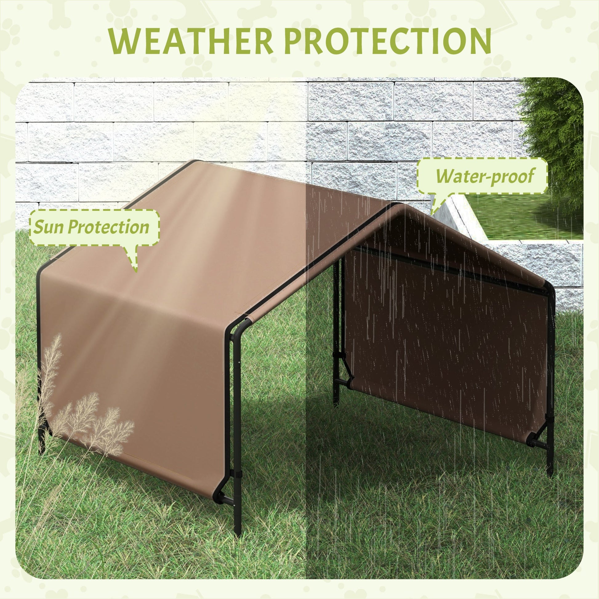 KFX-4790589 Wicker Dog House with Waterproof Canopy and Cushion for Small and Medium Dogs