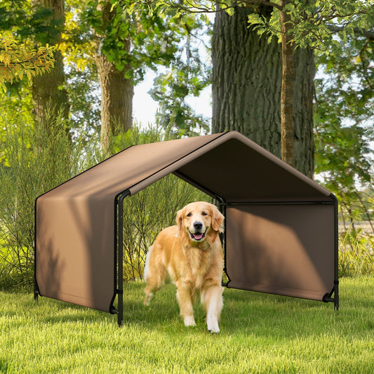KFX-4790589 Wicker Dog House with Waterproof Canopy and Cushion for Small and Medium Dogs