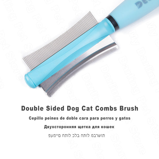 KFX-4790717 Pet Hair Removal Brush for Dogs and Cats - Silicone Knot Comb in Blue and Pink
