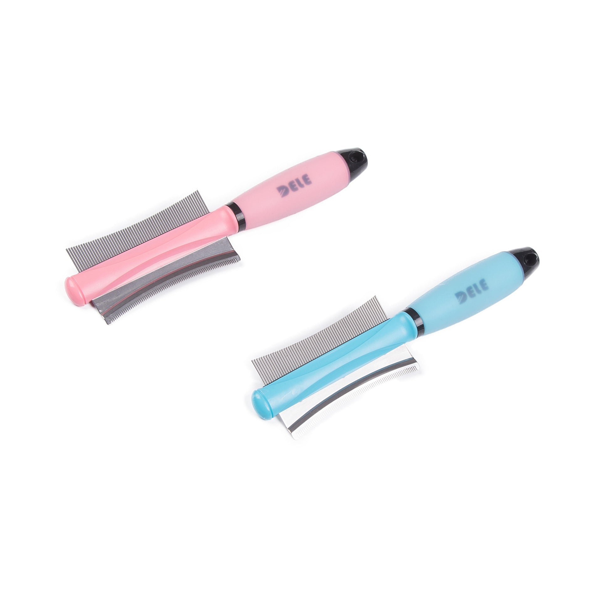 KFX-4790717 Pet Hair Removal Brush for Dogs and Cats - Silicone Knot Comb in Blue and Pink