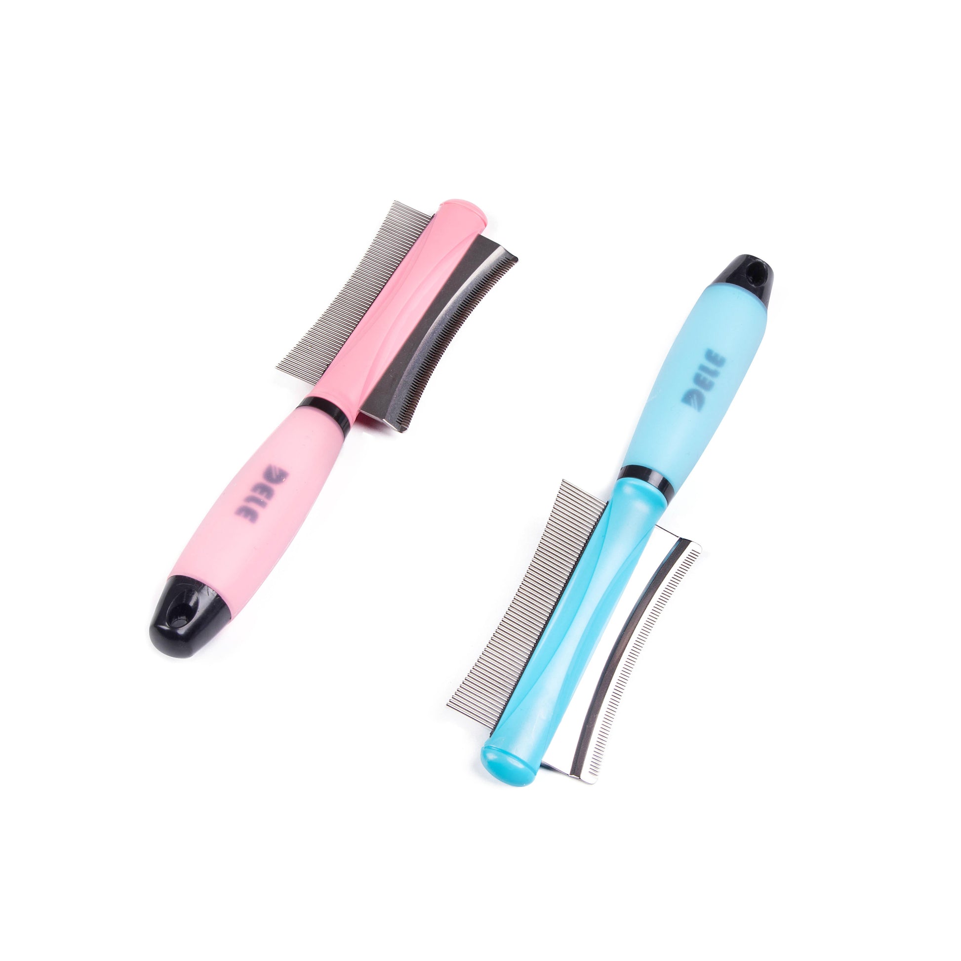 KFX-4790717 Pet Hair Removal Brush for Dogs and Cats - Silicone Knot Comb in Blue and Pink