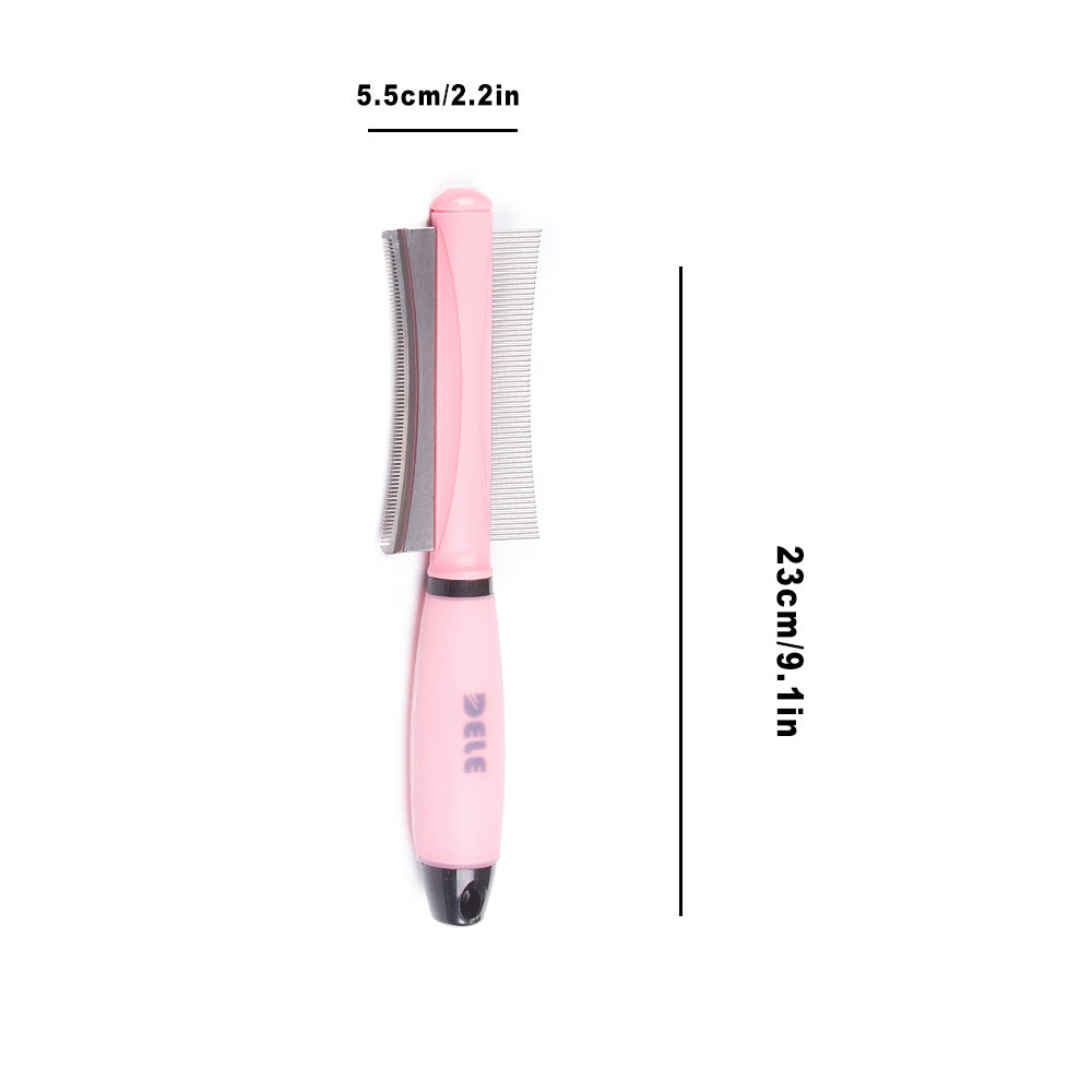 KFX-4790717 Pet Hair Removal Brush for Dogs and Cats - Silicone Knot Comb in Blue and Pink