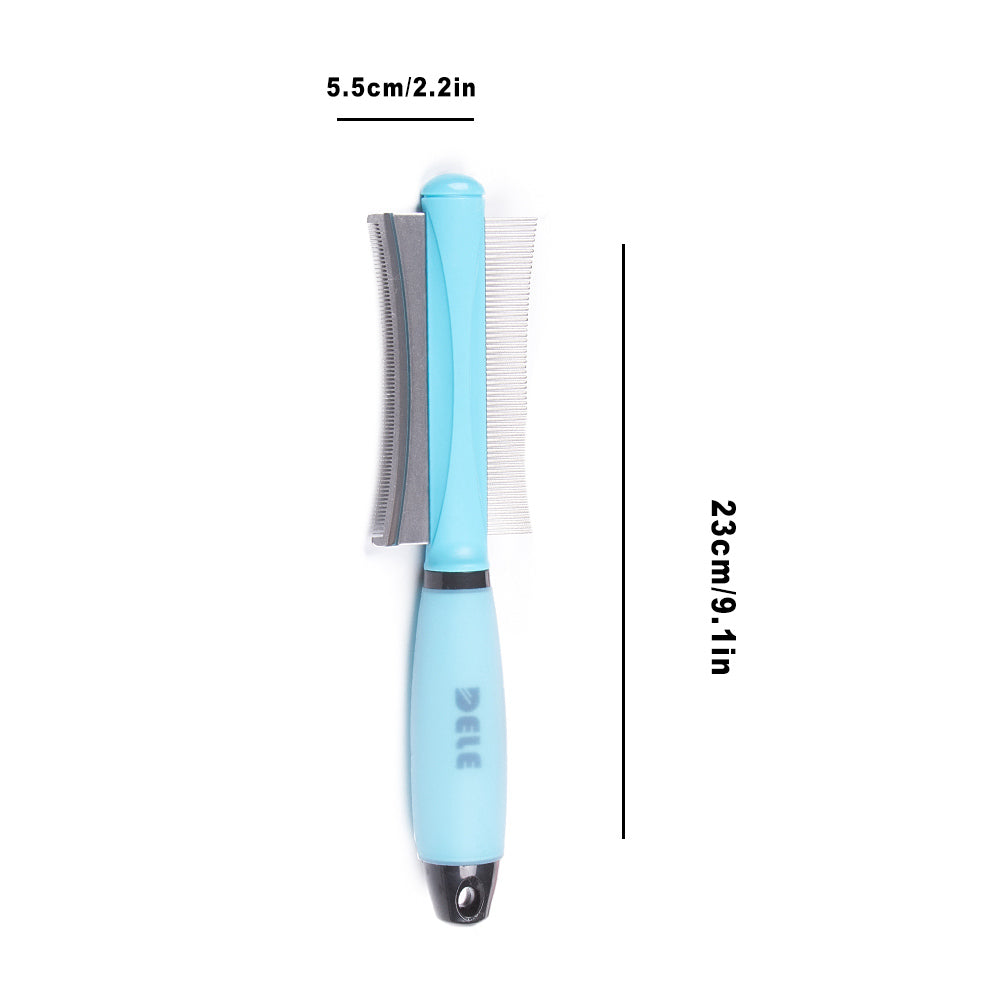 KFX-4790717 Pet Hair Removal Brush for Dogs and Cats - Silicone Knot Comb in Blue and Pink