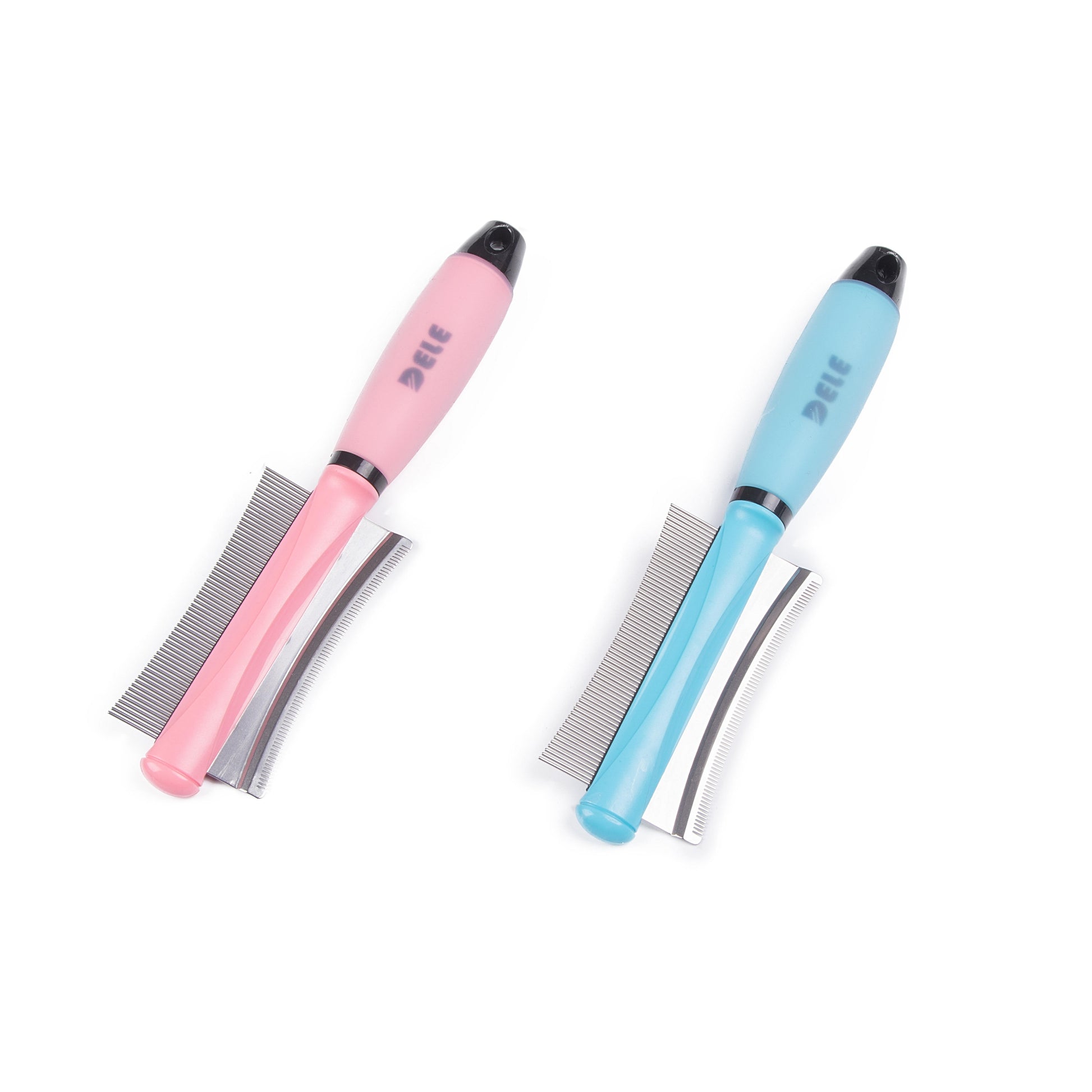 KFX-4790717 Pet Hair Removal Brush for Dogs and Cats - Silicone Knot Comb in Blue and Pink