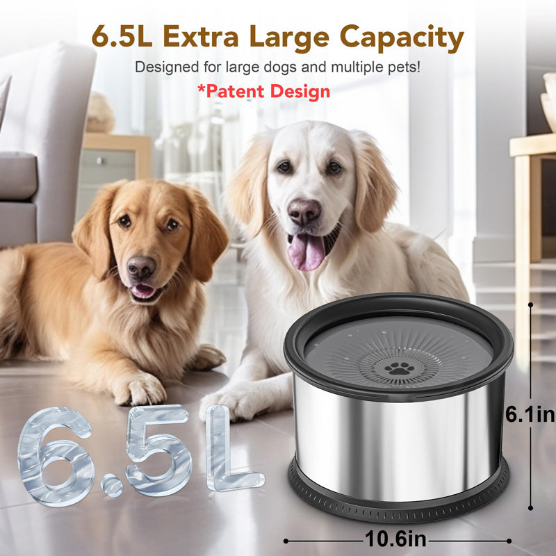 KFX-4790973 Large Capacity Stainless Steel Non-Slip Splash-Proof Pet Water Bowl - 2.5L, 3.5L, 4.5L Options