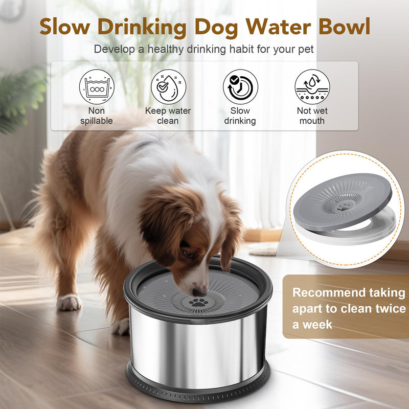KFX-4790973 Large Capacity Stainless Steel Non-Slip Splash-Proof Pet Water Bowl - 2.5L, 3.5L, 4.5L Options