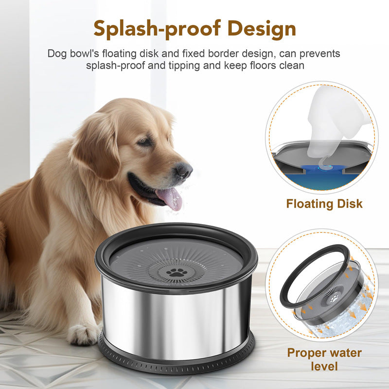 KFX-4790973 Large Capacity Stainless Steel Non-Slip Splash-Proof Pet Water Bowl - 2.5L, 3.5L, 4.5L Options