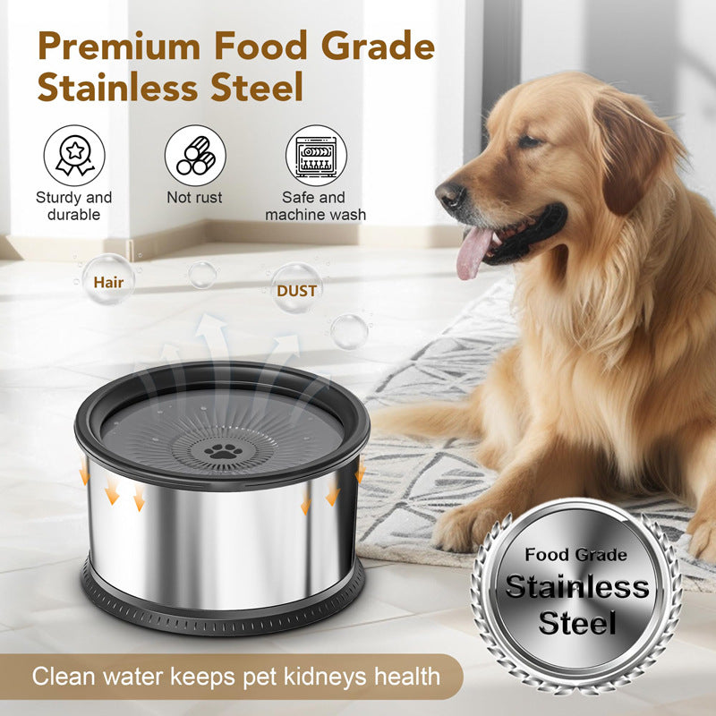KFX-4790973 Large Capacity Stainless Steel Non-Slip Splash-Proof Pet Water Bowl - 2.5L, 3.5L, 4.5L Options