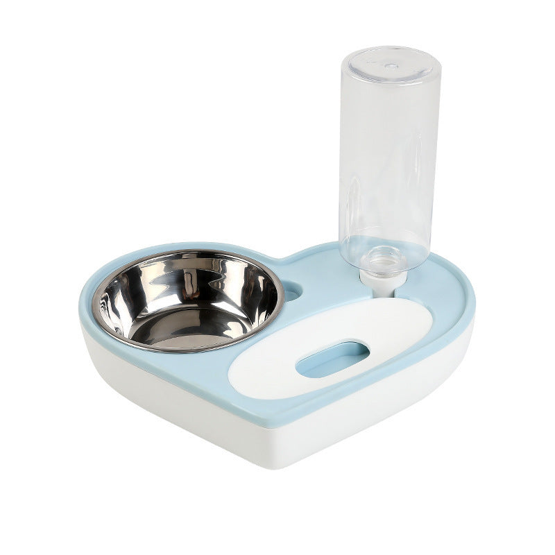KFX-4791101 Heart-Shaped Dual-Use Pet Bowl with Moisture-Proof Design in Pink, Blue, and Grey